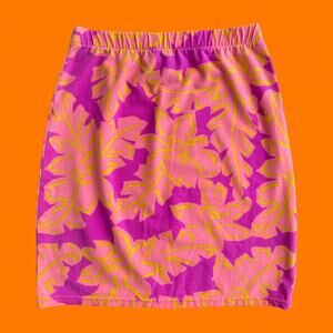 80's 90's vintage floral high waisted bodycon mini skirt XS SMALL